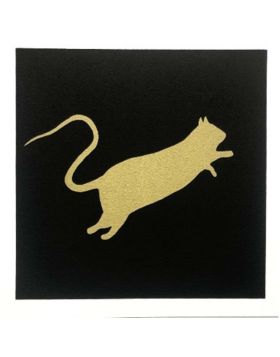 Blek Le Rat – Golden Rat (On Black Background) - 2020 - 25 x 25 cm
