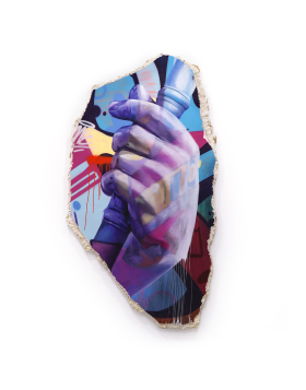 PichiAvo, Unknown hand with spear Diaspasis (2023), 109 x 193 cm, 21 kg