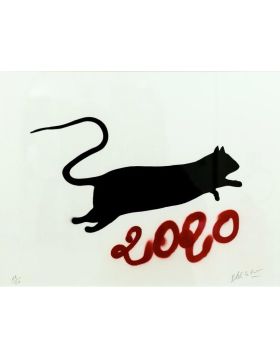 Blek le Rat - Rat on Paper - 2020 - Vernice spray su carta, Edizione di 20 - 65x50 cm